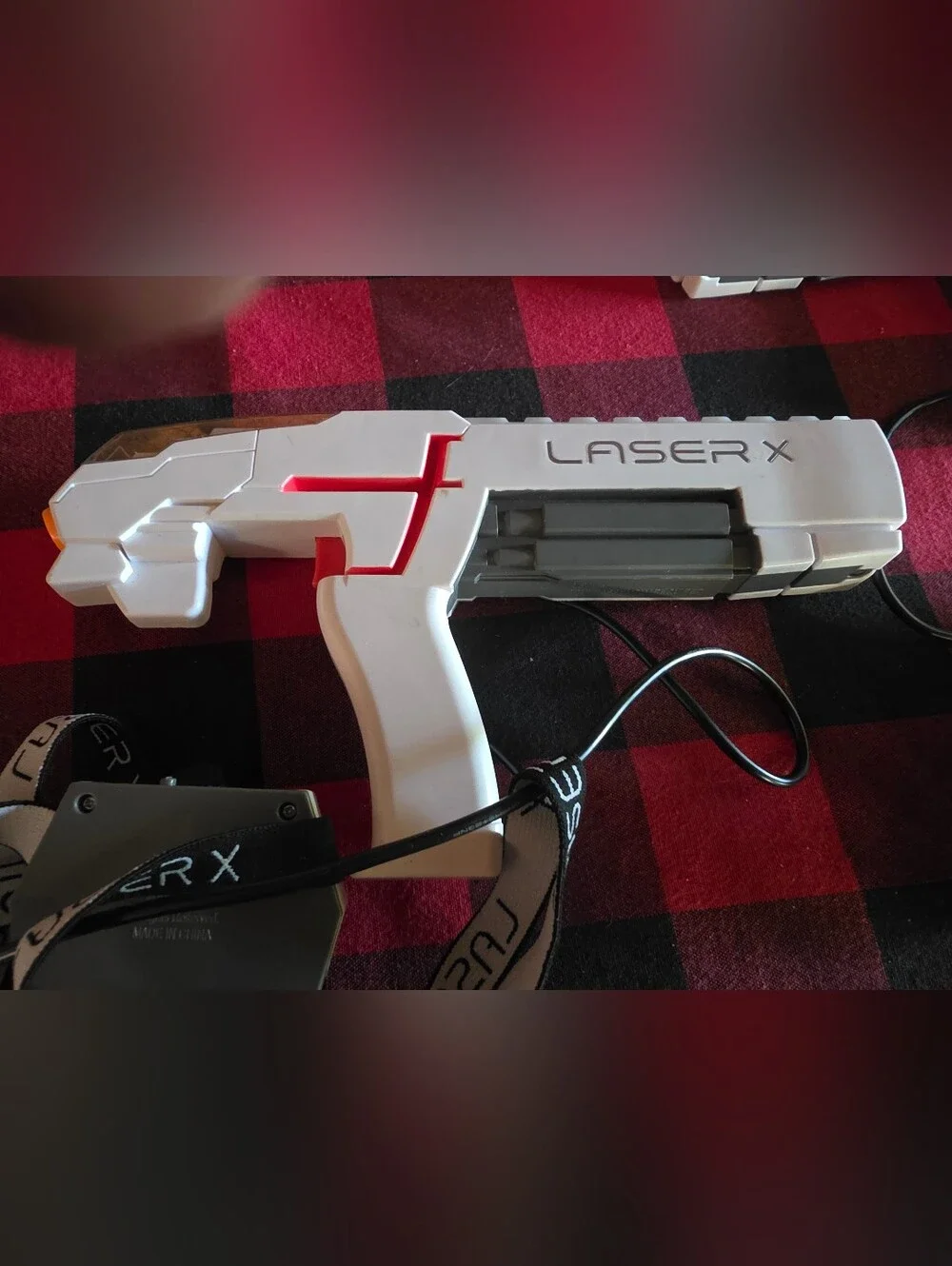 White & Red Laser Tag Pistols with Sensor Packs